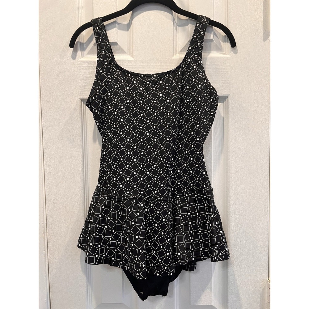 VTG Sun Streak Newport News Swim Dress Swimsuit One Piece Skirted 12 NWOT *Note